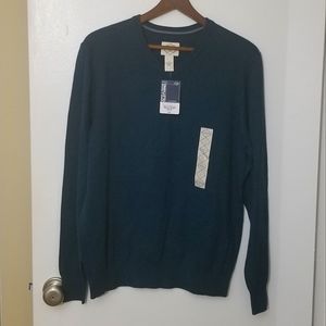 St. John's Bay Dark Blue Long-sleeved V-neck Sweatshirt, Medium